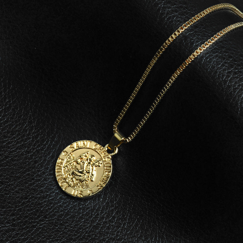 Fashion Round Letter Pendant Necklace for Christian Travelers