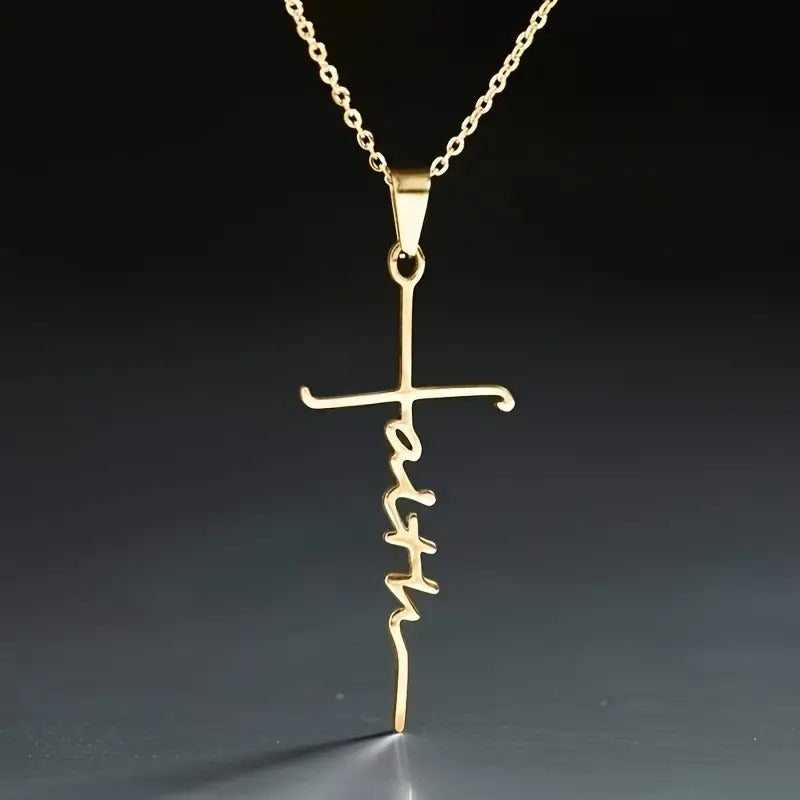 Stainless Steel Christian Cross Pendant Necklace (1pc)