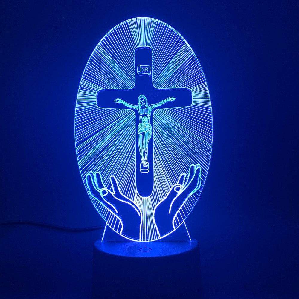 3D Acrylic Christian Cross Night Light - USB Powered