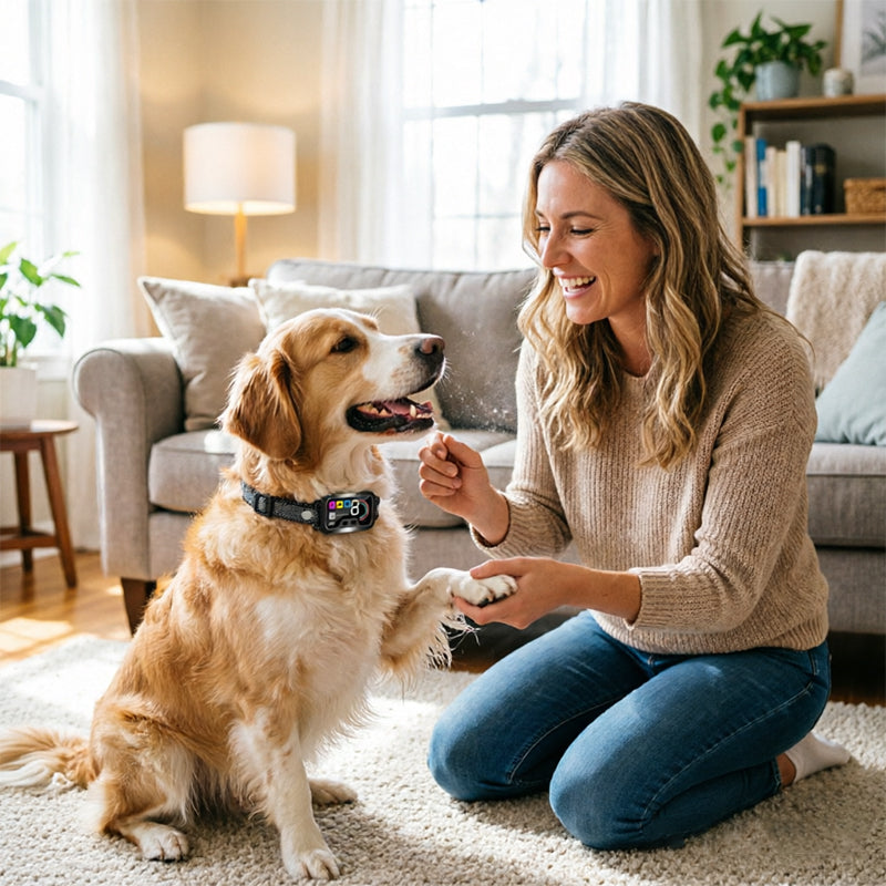 Smart Dog Bark Control Collar w/ Color Screen, Multi Stop Modes, 8-Level Sensitivity, IP67 Waterproof