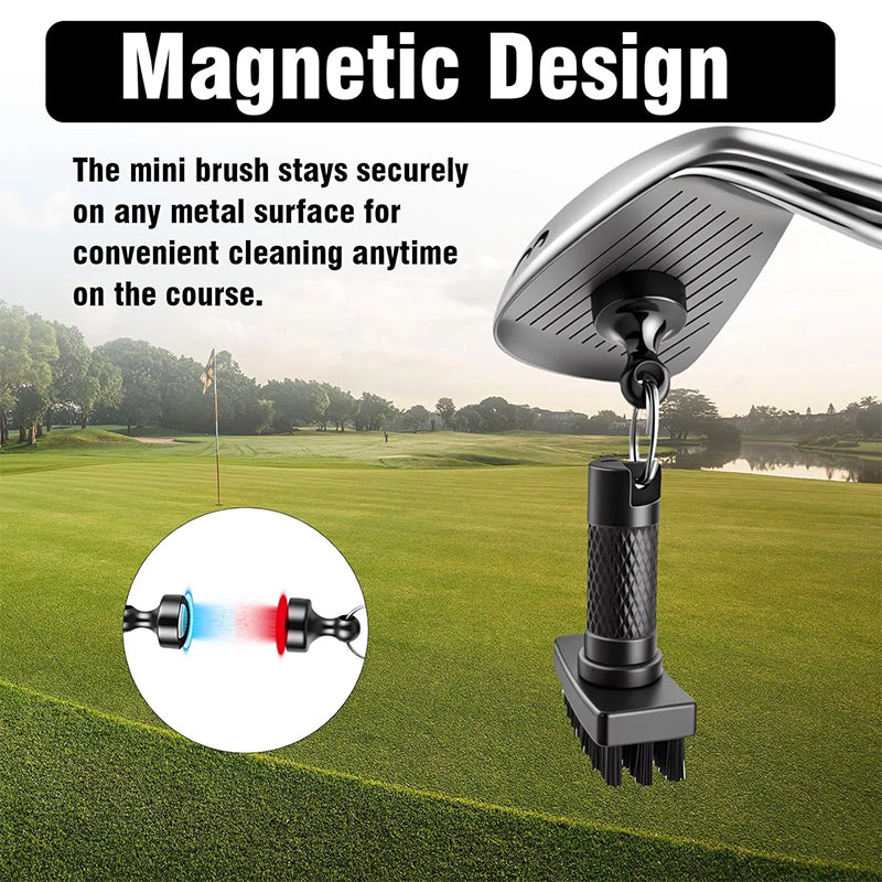 Magnetic Golf Brush with Groove Cleaner & Quick-Release Clip