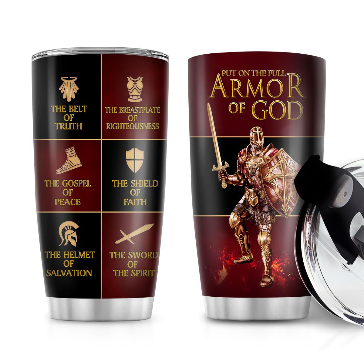 Jesuspirit Christian Gifts for Men Women - Christmas Gifts Relegious Gifts For Men - Pastor Appreciation Gifts - Christian Coffee Mug - Armor Of God Stainless Steel Tumbler (Armor Of God 20OZ)