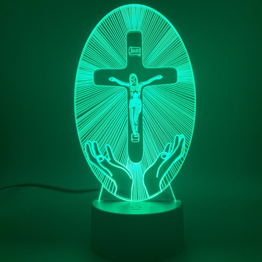 3D Acrylic Christian Cross Night Light - USB Powered