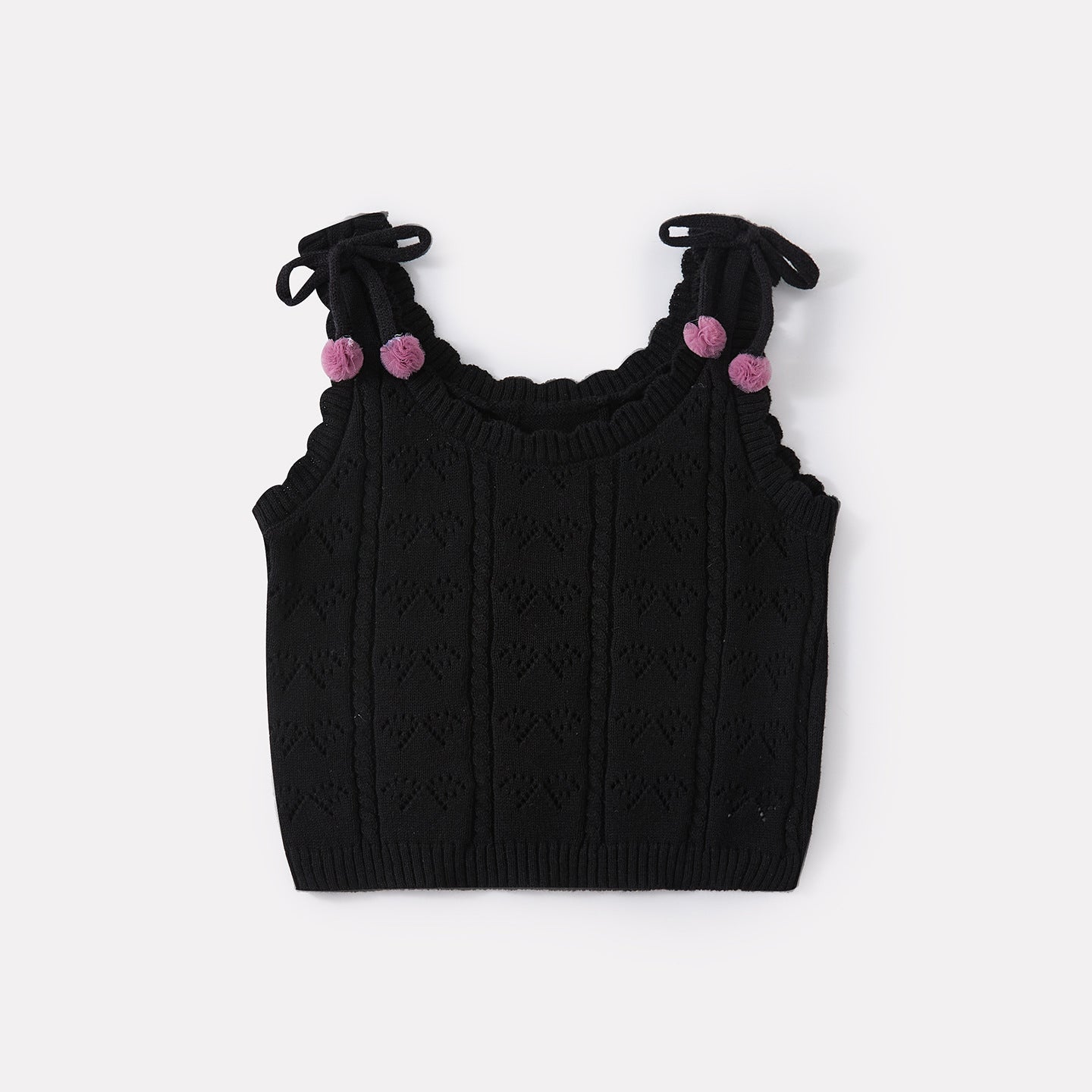 Bow Knit Vest and Mesh Skirt Two-Piece Set for Baby Girls Casual Cool Style