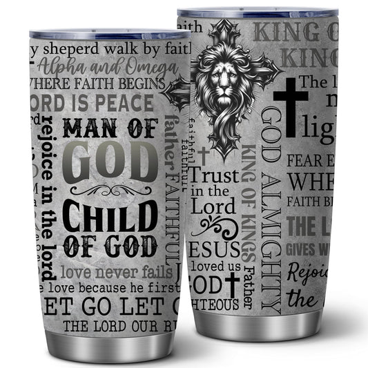 ATHAND Christian Man Of God Bible Verse 20oz Insulated Tumbler | Stainless Steel Vacuum Tumbler Travel Coffee Mugs | Birthday Gifts for Men1 Pcs
