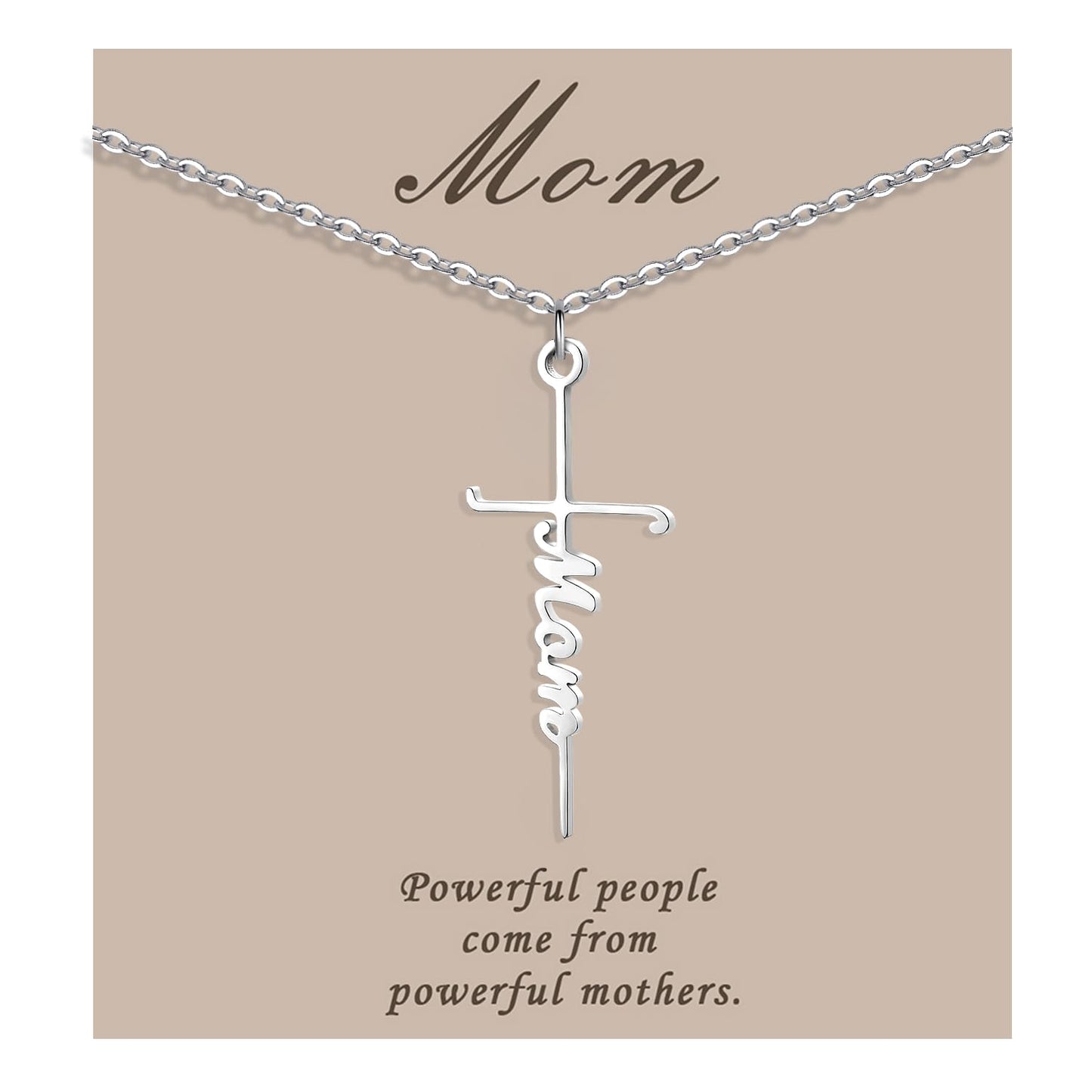 COTATI Faith Cross Necklace Jewelry for Women Silver Jesus Christian Pendant Necklaces Gifts for Mom (Mom)