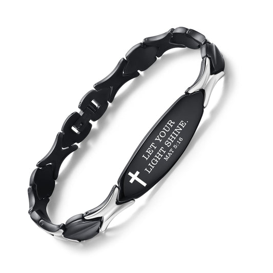 LinnaLove Religious bracelet for Women Bible Verse bracelets Inspirational Faith Christian Jewelry Birthday Gifts for Women (let Your Light Shine.-Black)