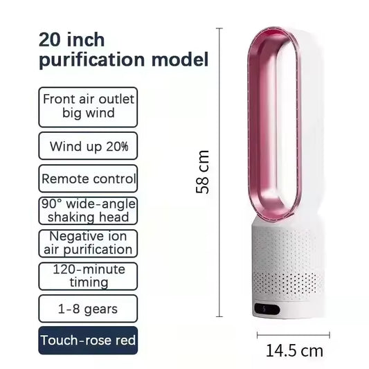 2026 New Bladeless Tower Fan with Air Purifier – Ultra-Quiet Floor & Desk Fan for Bedroom, Home, Office