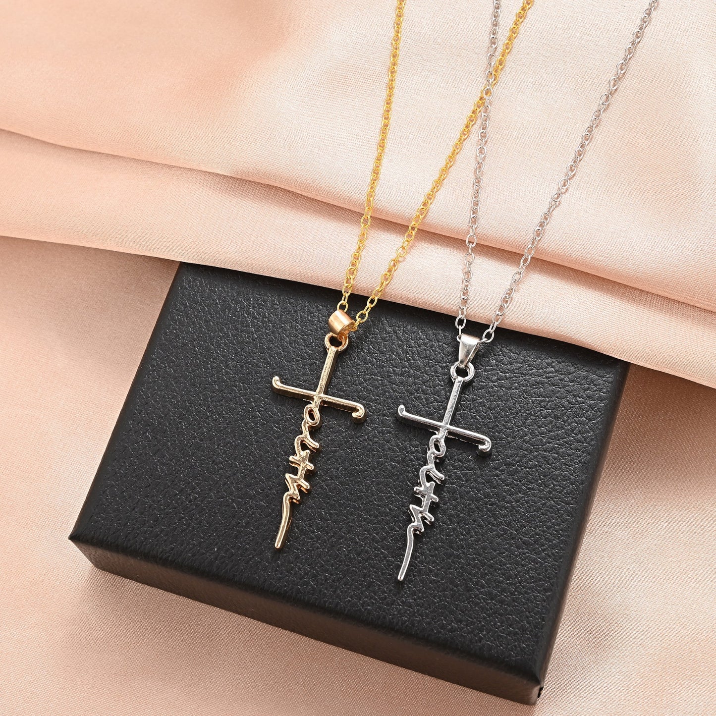 Stainless Steel Christian Cross Pendant Necklace (1pc)