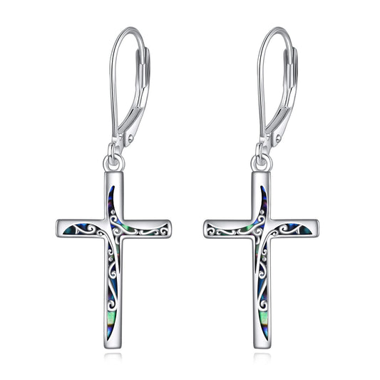 Cross Earrings Sterling Silver Christian Dangle Earrings baptism Jewelry Gifts for Women Teen