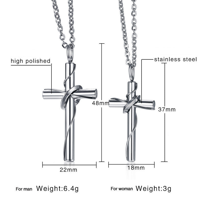 Stainless Steel Couple Cross Pendant Christian Jewelry