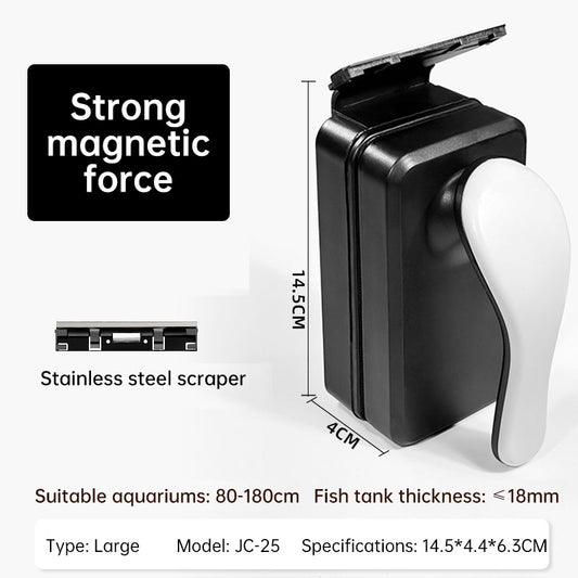 Strong Magnetic Aquarium Cleaner, Floating Algae Scraper Brush with Non-Slip Handle for Small, Medium & Large Fish Tanks