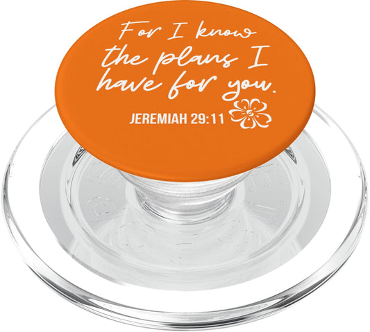 Orange White Christian Bible Verse Sorority Jeremiah 29:11 PopSockets PopGrip: Swappable Grip for Phones & Tablets PopSockets MagSafe PopGrip for iPhone