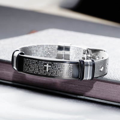 Black Titanium Steel Bracelet with Christian Verses