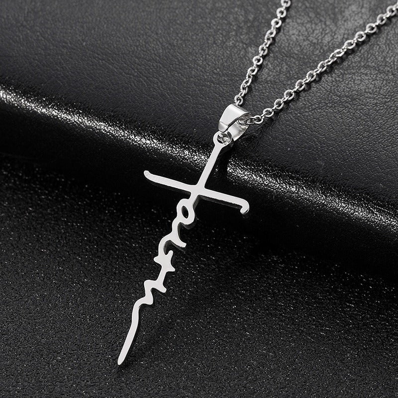 Stainless Steel Christian Cross Pendant Necklace (1pc)