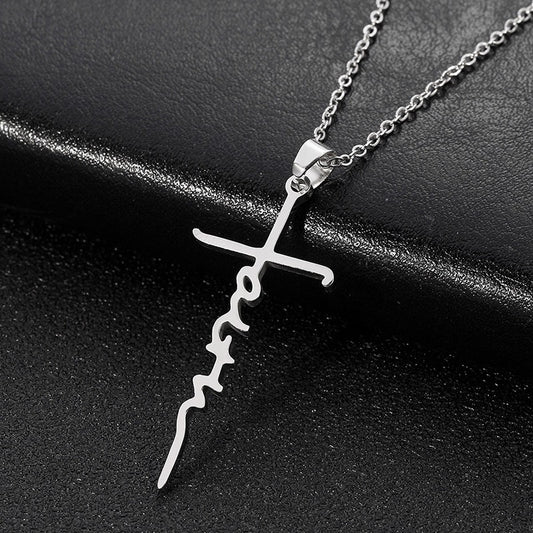 Stainless Steel Christian Cross Pendant Necklace (1pc)