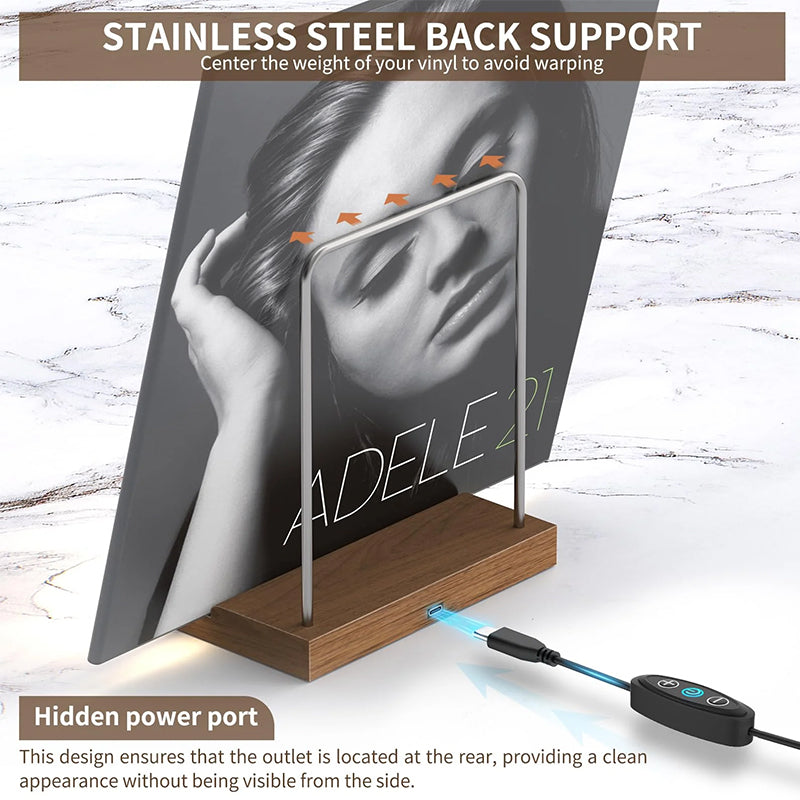 Wooden Vinyl Record Stand - Desktop Album Display & CD Rack for Home, Cafe, or Office Decor