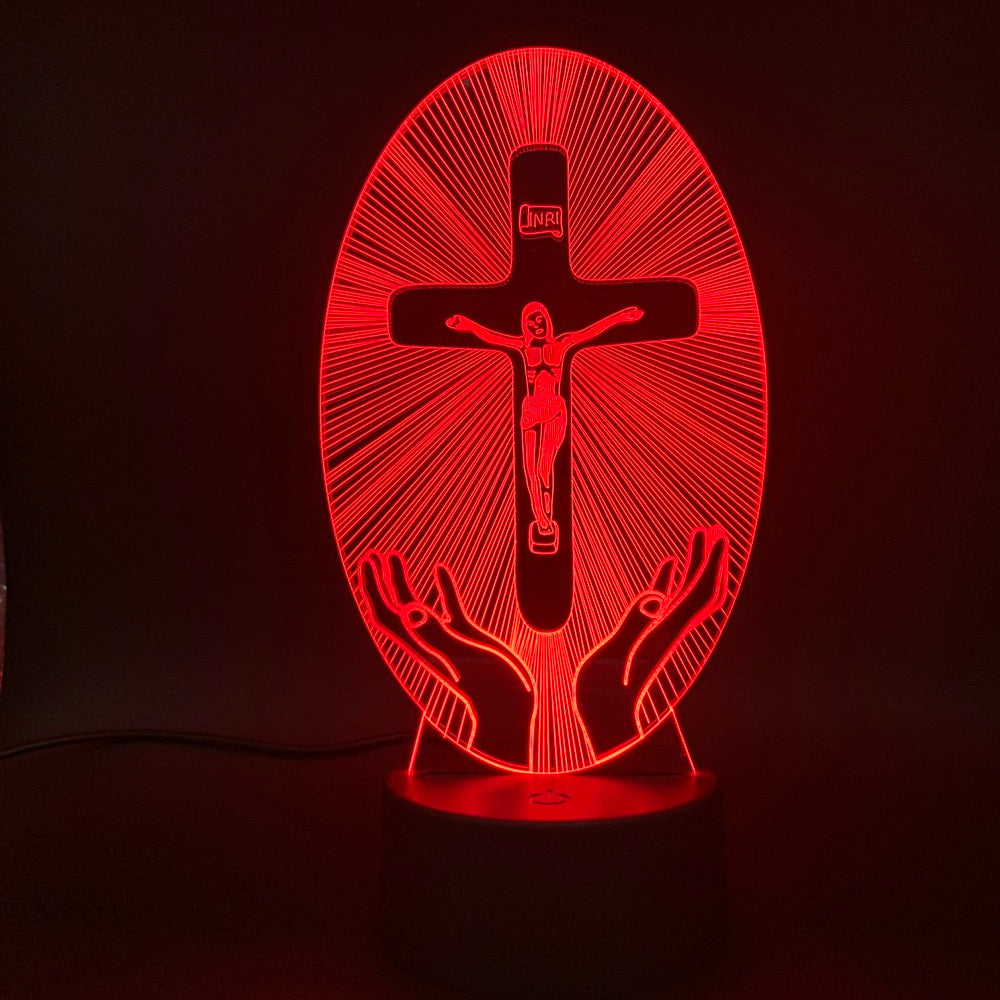 3D Acrylic Christian Cross Night Light - USB Powered