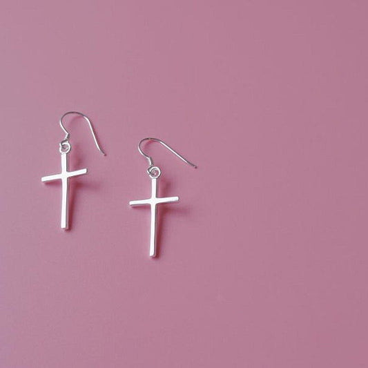 Trendy Cross Earrings in Alloy - Simple Christian Design