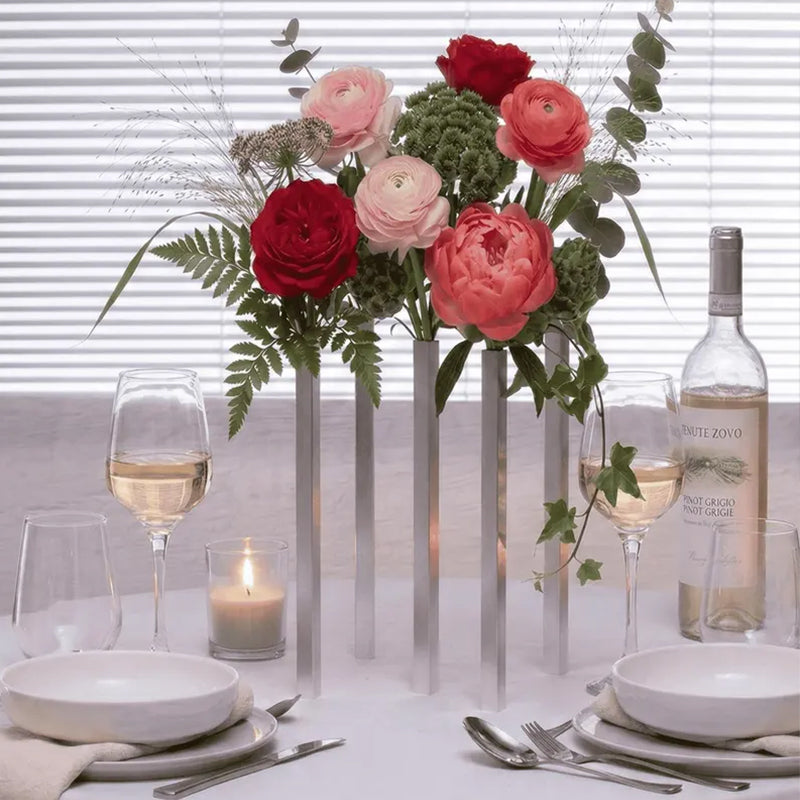 Minimalist Geometric Stainless Steel Vase, Nordic Luxury Metal Flower Vase for Home Decor