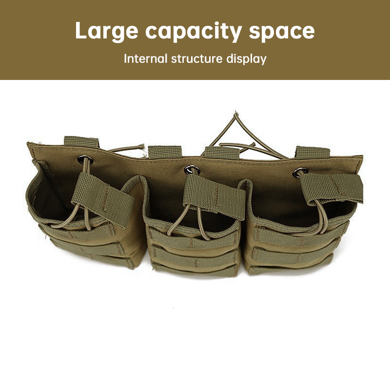 Triple Open-Top Tactical Rifle Magazine Pouch Holder for .223 / 5.56, Universal M4 M16 M14 Mag Carrier Bag