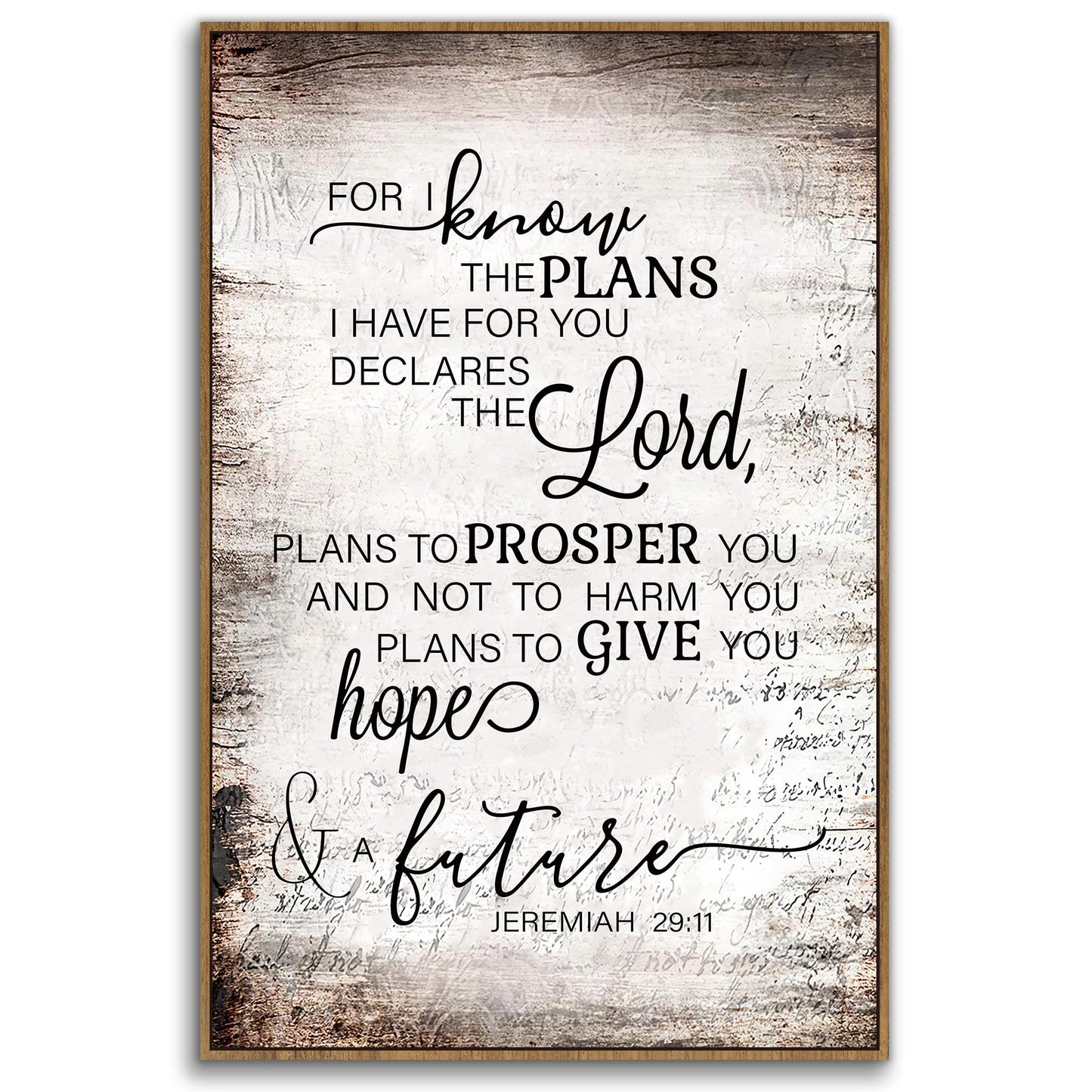 PHAMTE Christian Jeremiah 29:11 Wall Art Framed Christian For I Know The Plans I Have For You Wall Art Decor Bible Verse Scripture Print Framed Canvas Painting Christian Prayer Room Decor 16x24in