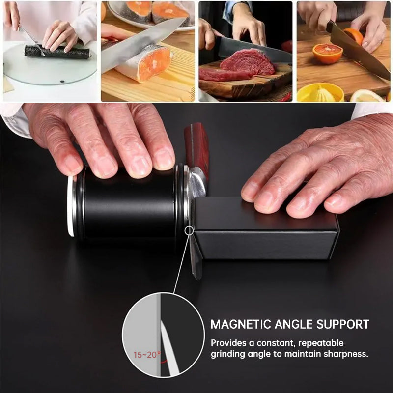 15° & 20° Roll Knife Sharpener Kit, Magnetic Rolling Sharpening Tool with Grinding Stones, Kitchen Chef Accessories