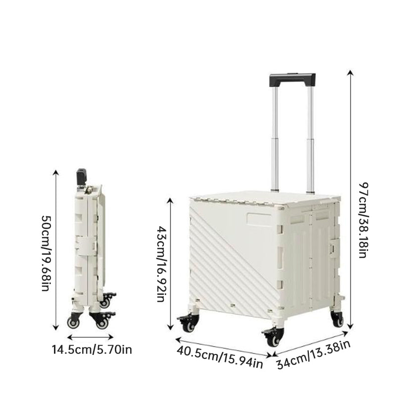 Folding Utility Cart with Lid – Rolling Storage Wagon for Shopping, Travel & Outdoor Activities