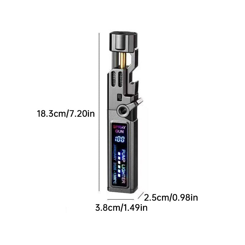 Windproof High‑Temperature High‑Power Outdoor Torch Lighter with LED Digital Display, Metal Body & Bottle Opener