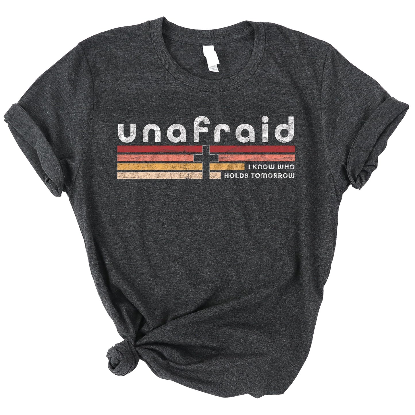 Love in Faith | Unafraid Short Sleeve | Christian T-Shirts for Women | Faith-Based Apparel | Christian Gifts (US Alpha X-Large Regular Regular Heather Charcoal)