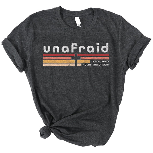 Love in Faith | Unafraid Short Sleeve | Christian T-Shirts for Women | Faith-Based Apparel | Christian Gifts (US Alpha X-Large Regular Regular Heather Charcoal)