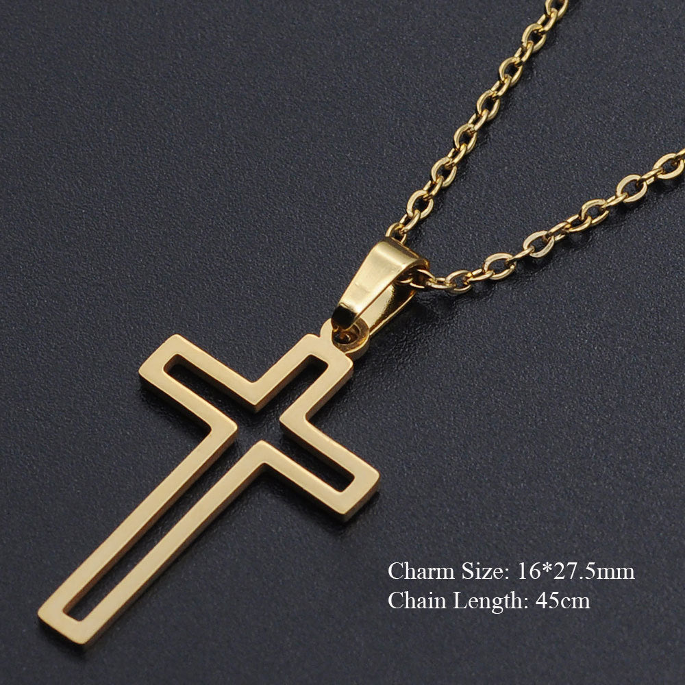 Titanium Steel Cross Necklace for Women - Christian Symbol