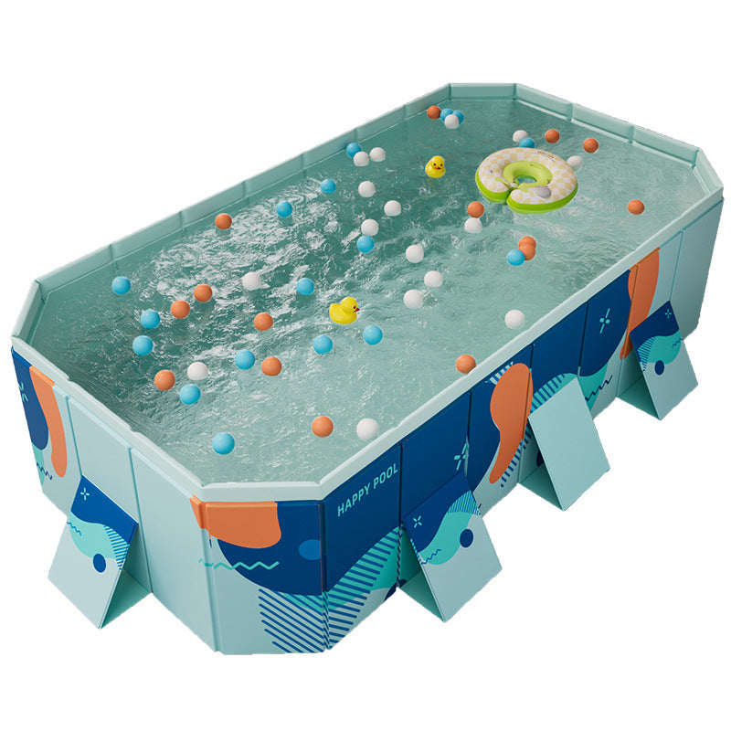 Large Foldable Rectangular Family Swimming Pool, Non-Inflatable Above Ground Pool, Easy Setup Outdoor Pool for Adults and Kids