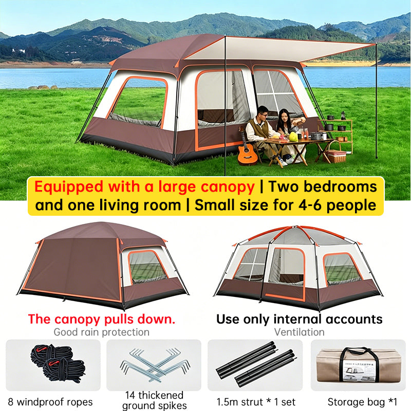 4-6 Person Family Camping Tent, Waterproof Portable Tent with Carry Bag for Car Camping