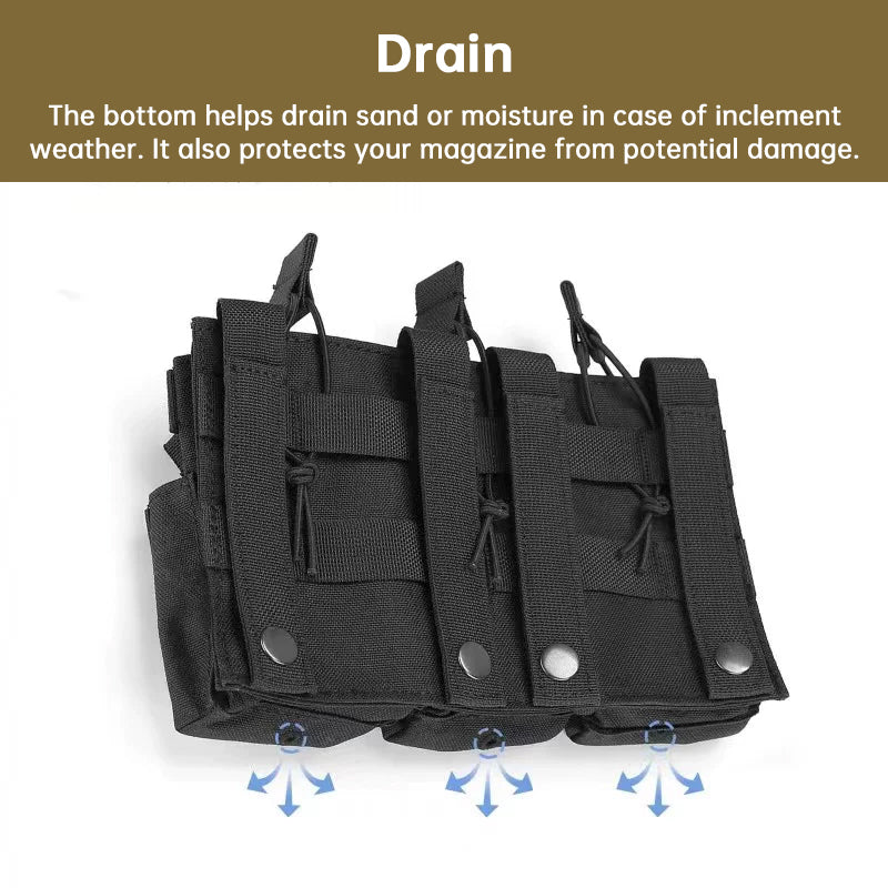 Triple Open-Top Tactical Rifle Magazine Pouch Holder for .223 / 5.56, Universal M4 M16 M14 Mag Carrier Bag