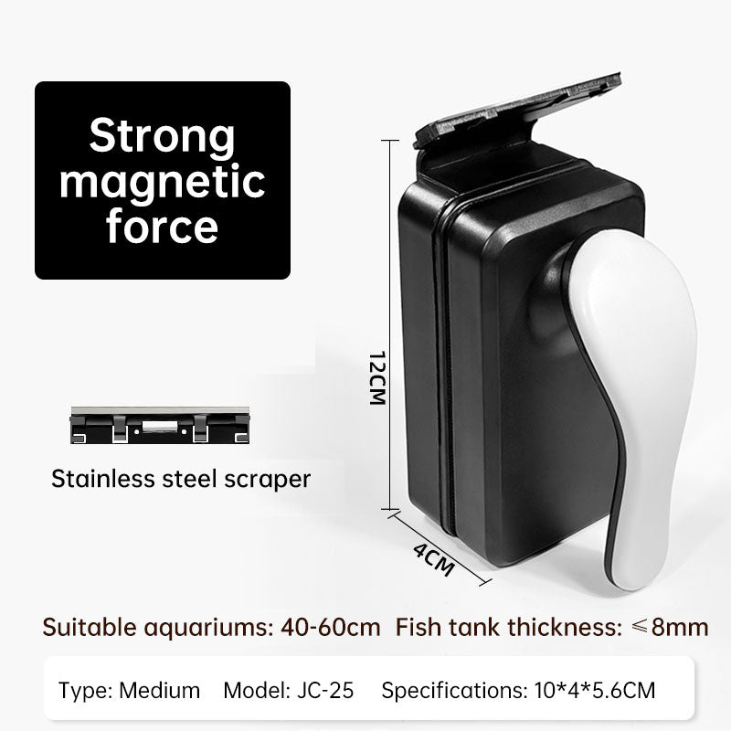 Strong Magnetic Aquarium Cleaner, Floating Algae Scraper Brush with Non-Slip Handle for Small, Medium & Large Fish Tanks