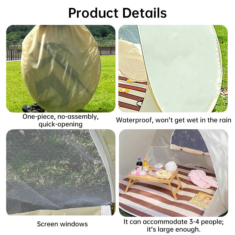 Heavy Duty Beach Tent with Reinforced Poles – Windproof Sun Shelter & UV Protection Canopy for Outdoor Family Use