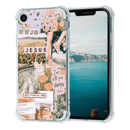 mehidpur Christian Aesthetic Collage Case for iPhone XR Christian Faith Positivity Motivational Jesus Graphic Case for Women Men Unique Trendy Soft TPU Case for iPhone XR