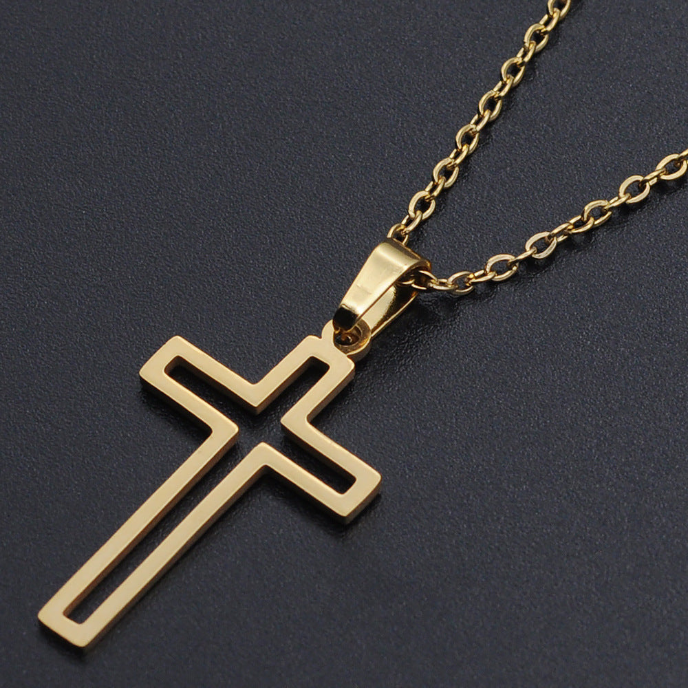 Titanium Steel Cross Necklace for Women - Christian Symbol