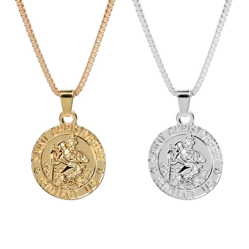 Fashion Round Letter Pendant Necklace for Christian Travelers