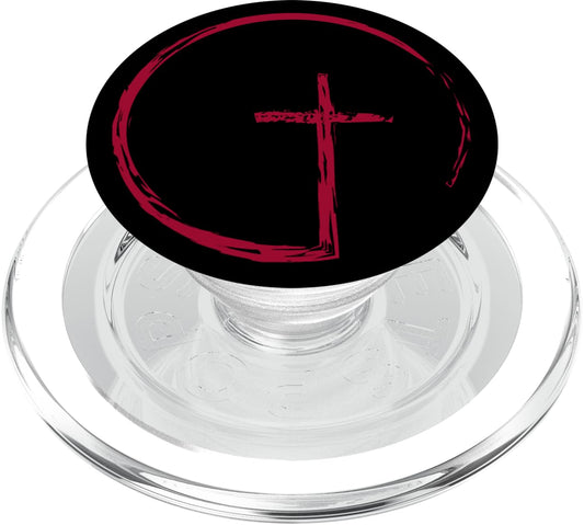 Christian Red Cross Jesus Christ On Black Background PopSockets PopGrip: Swappable Grip for Phones & Tablets PopSockets MagSafe PopGrip for iPhone