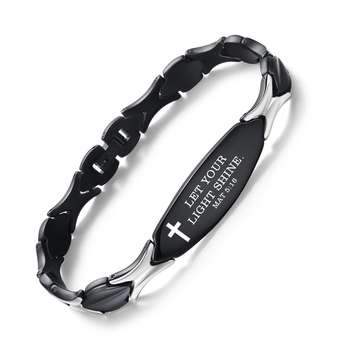 LinnaLove Religious bracelet for Women Bible Verse bracelets Inspirational Faith Christian Jewelry Birthday Gifts for Women (let Your Light Shine.-Black)