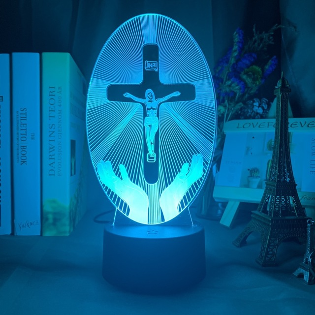 3D Acrylic Christian Cross Night Light - USB Powered