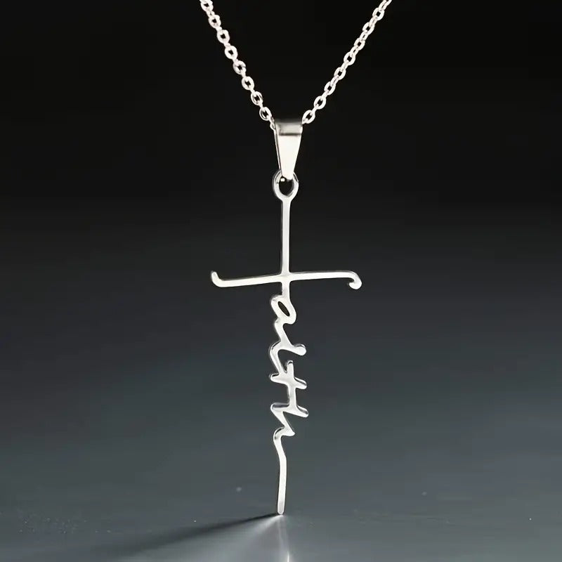Stainless Steel Christian Cross Pendant Necklace (1pc)
