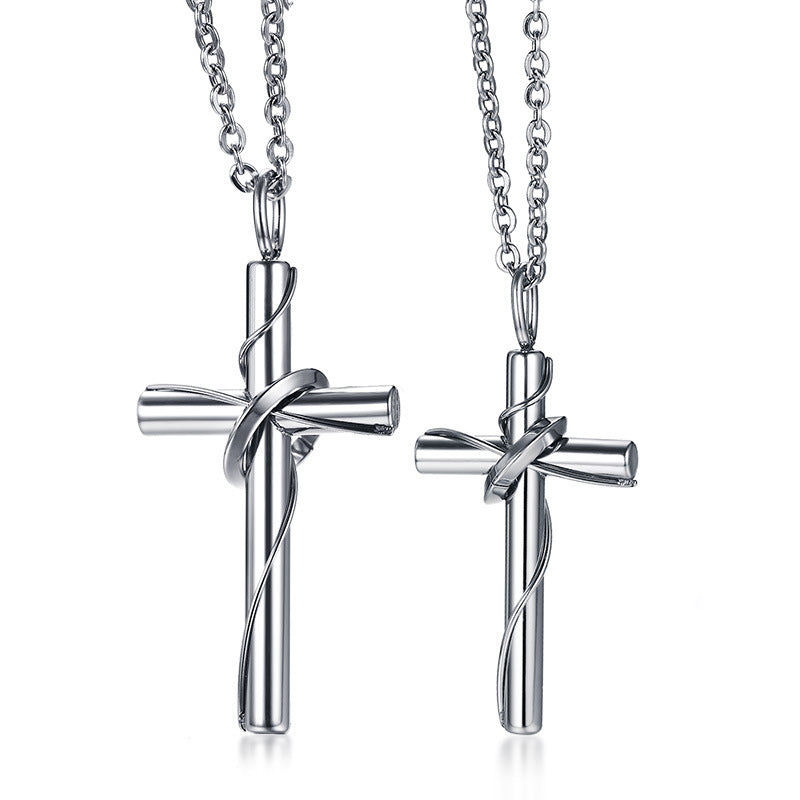 Stainless Steel Couple Cross Pendant Christian Jewelry