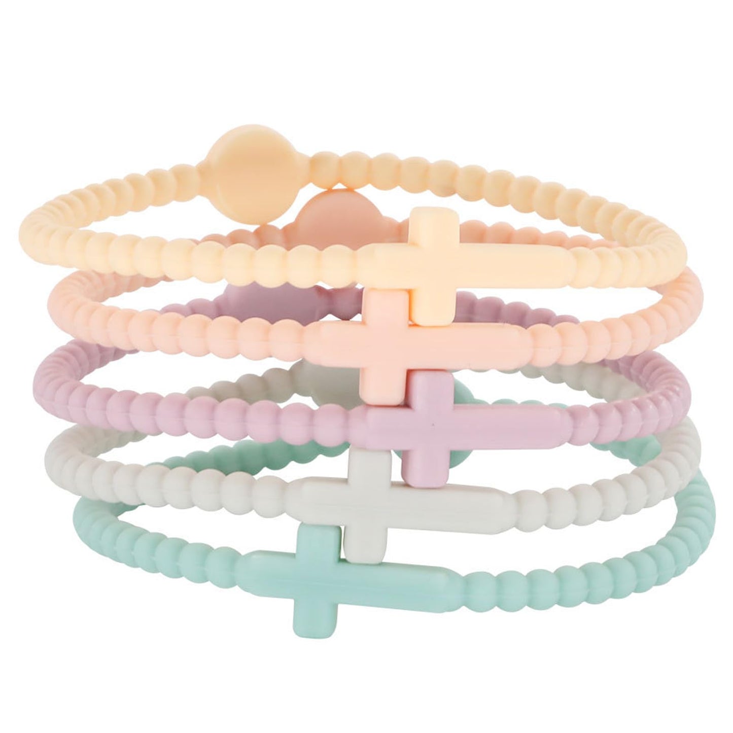 5Pcs Cross Silicone Bracelet Colorful Rubber Cross Bracelets Protection Pray Inspirational Faith Religious Christian Bracelet fo Women Men Jewelry-C