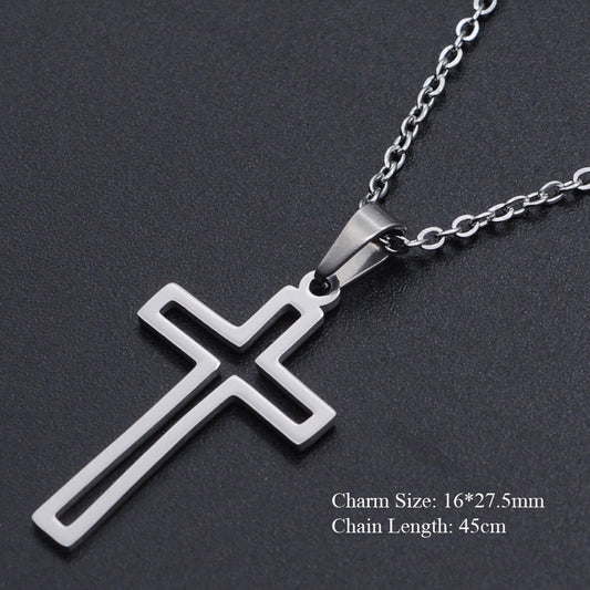 Titanium Steel Cross Necklace for Women - Christian Symbol