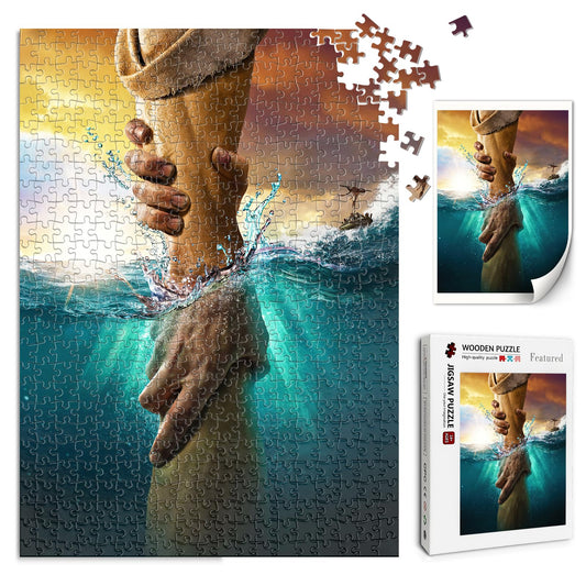 Christian Puzzles for Adults Hand of God Wooden Christian Puzzles 1000 Piece Religious Christian Gifts for Men