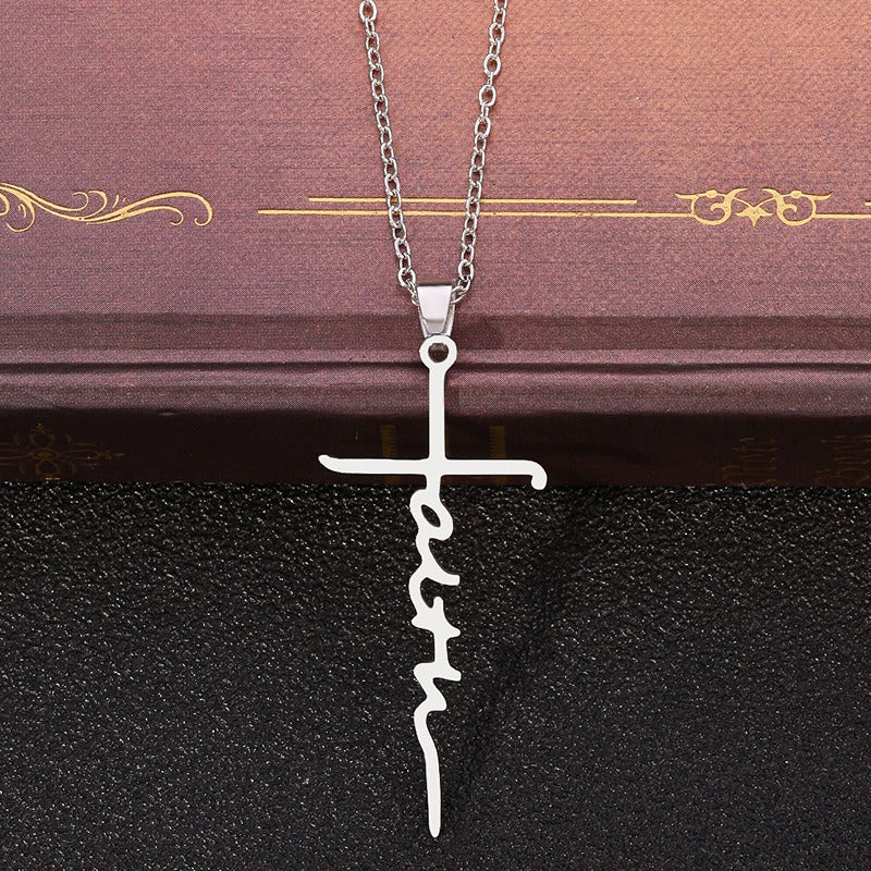 Stainless Steel Christian Cross Pendant Necklace (1pc)