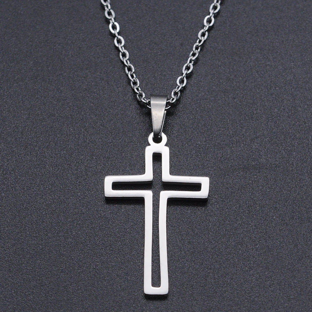 Titanium Steel Cross Necklace for Women - Christian Symbol